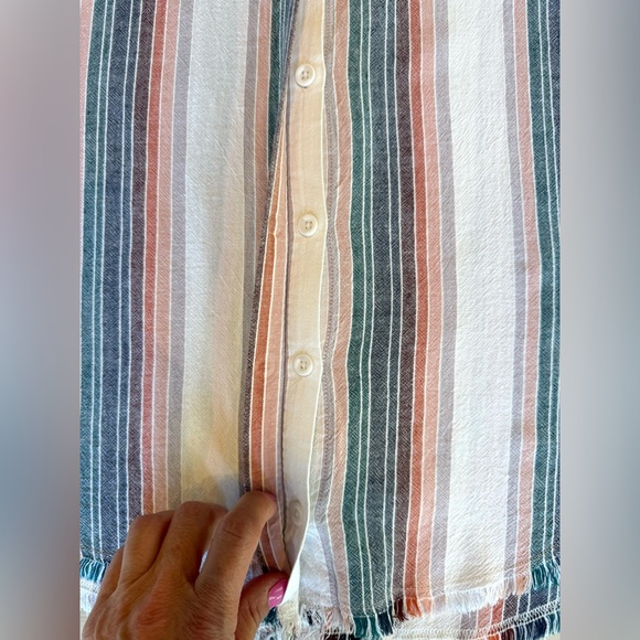 Anthropologie Cloth & Stone Striped Sleeveless V-Neck Shirt Dress - Size Small - Picture 8 of 15